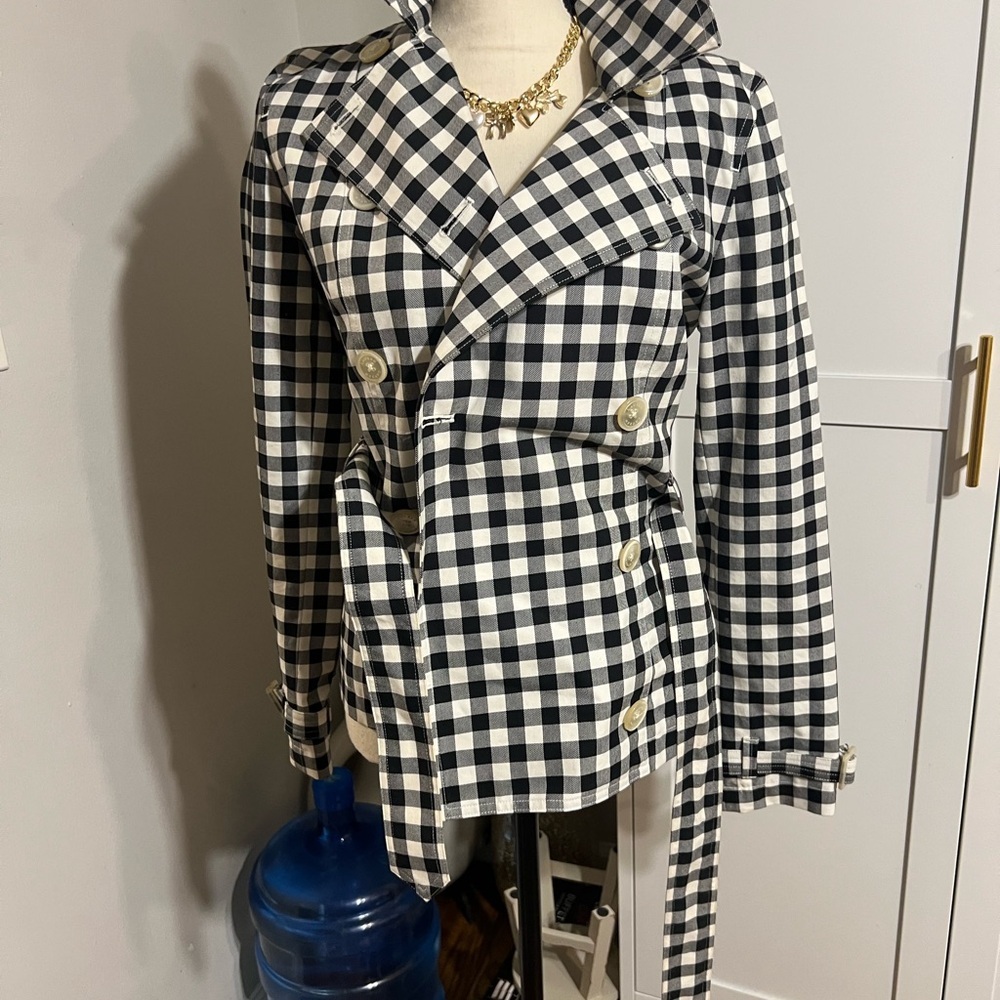 Ralph Lauren Gingham Trench Coat in Black and White - Picture 10 of 10